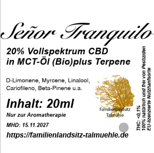 🆕 Señor Tranquilo - Hochwertiges MCT-Öl mit 20% Breitband-Cannabinoid Mix
